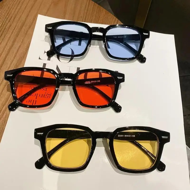Vintage Fashion Female - Męskie prostokątne okulary przeciwsłoneczne w stylu