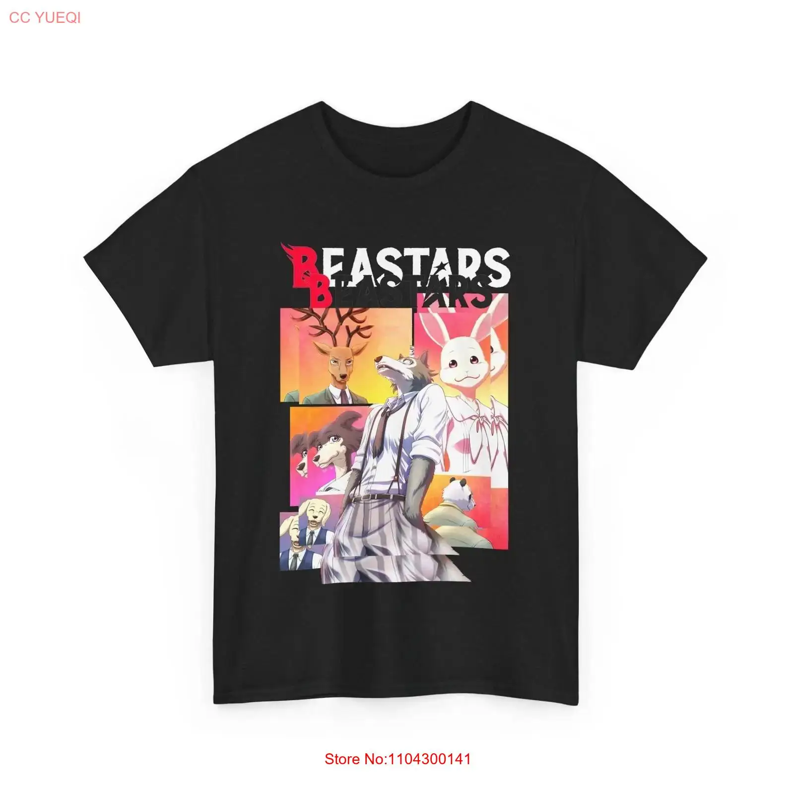Vintage Fashion Wear - Anime Beastars Legoshi Czarna Koszulka Vintage