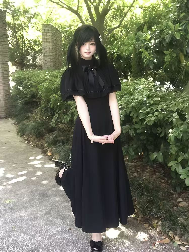 Vintage Fashion Retro Outfit - Gotycka sukienka Harajuku, dopasowana, koronkowa, retro,