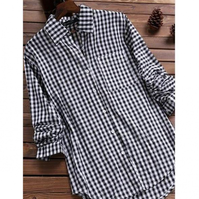 Luźna koszula w kratę z kołnie – Vintage Fashion Ebay recenzja i cena