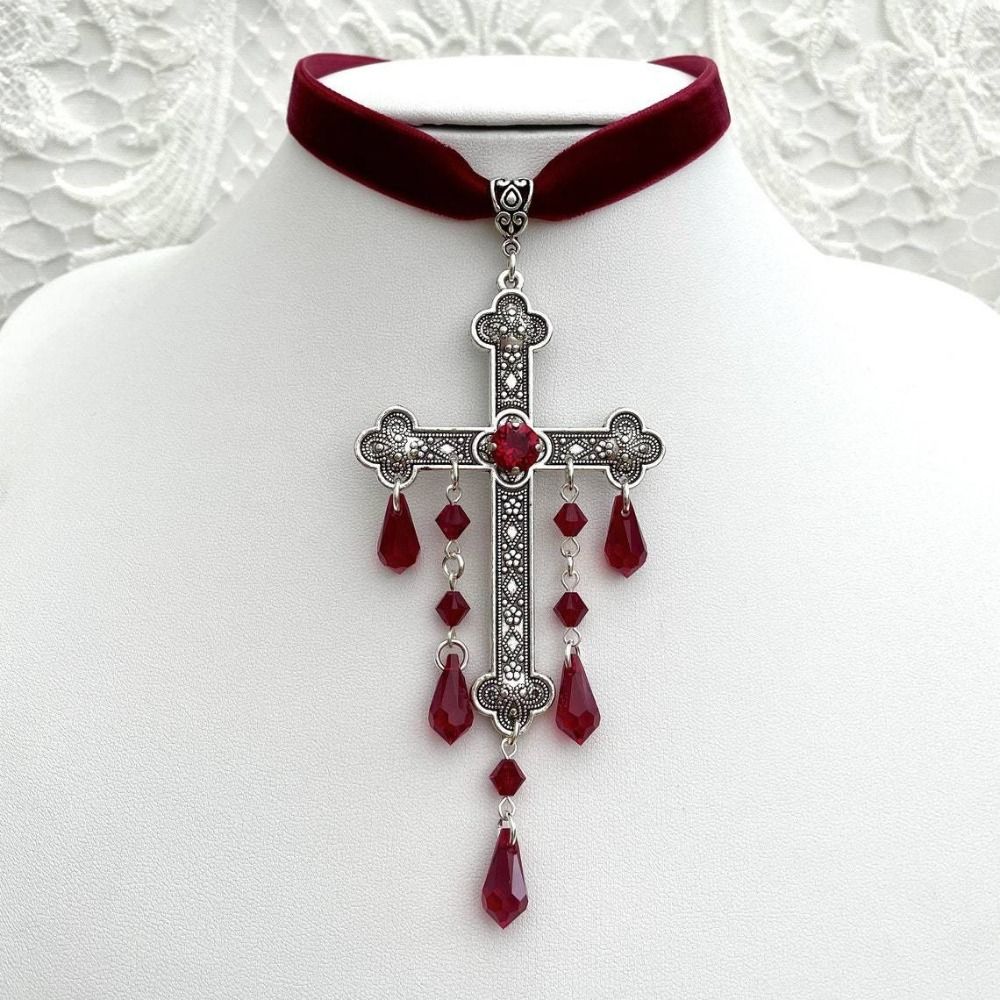 Retro Naszyjnik Choker z Dużym – Vintage Fashion Retro Outfit recenzja i cena
